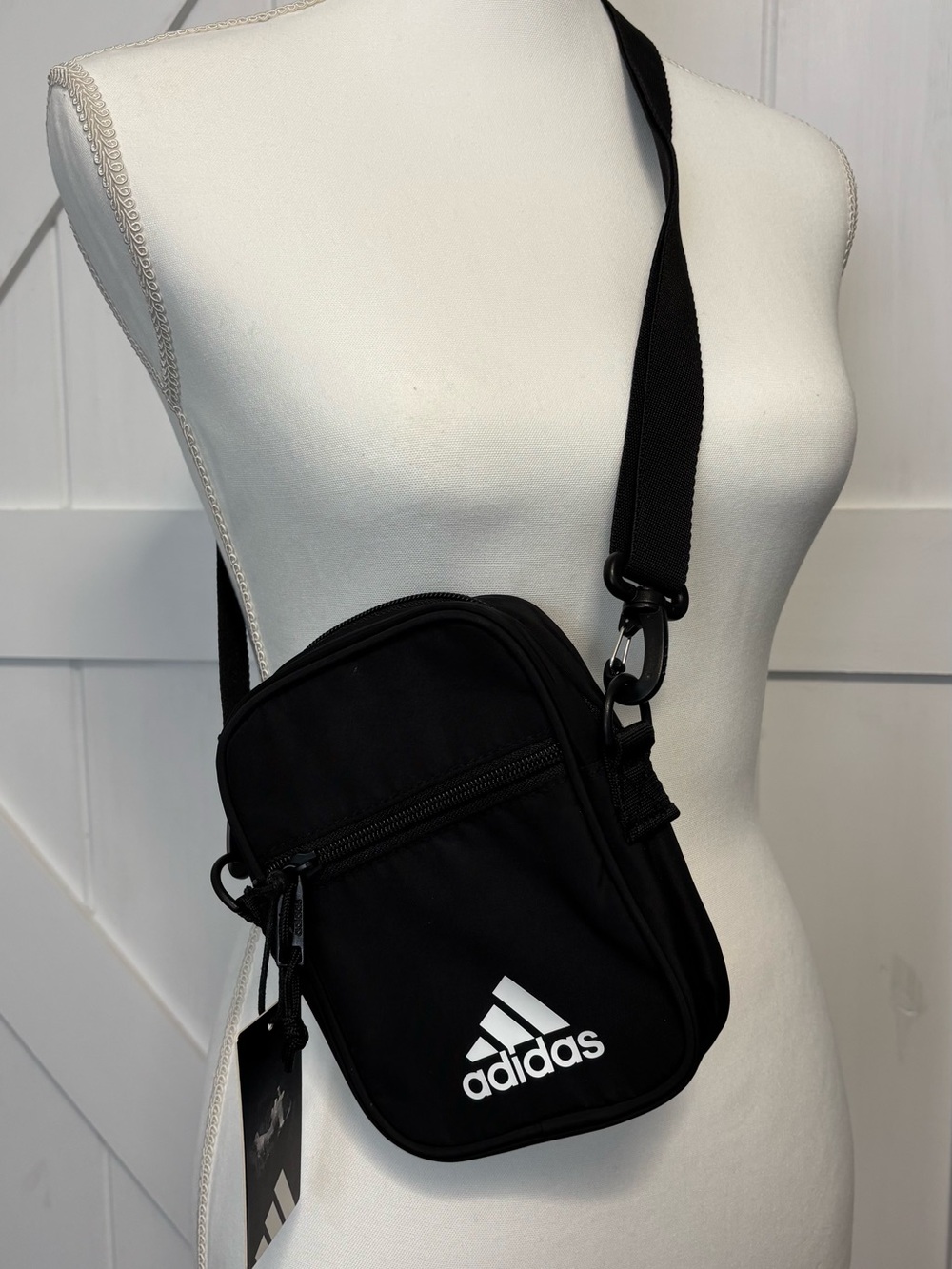 adidas Black Mini Crossbody Pouch with White Logo